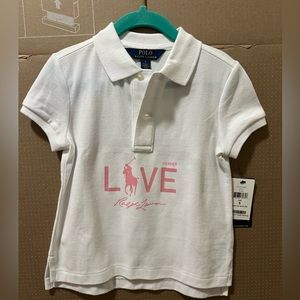 NWT Polo Ralph Lauren Size 5 Girl shirt - CUSTOM NAME: HARPER - white and pink